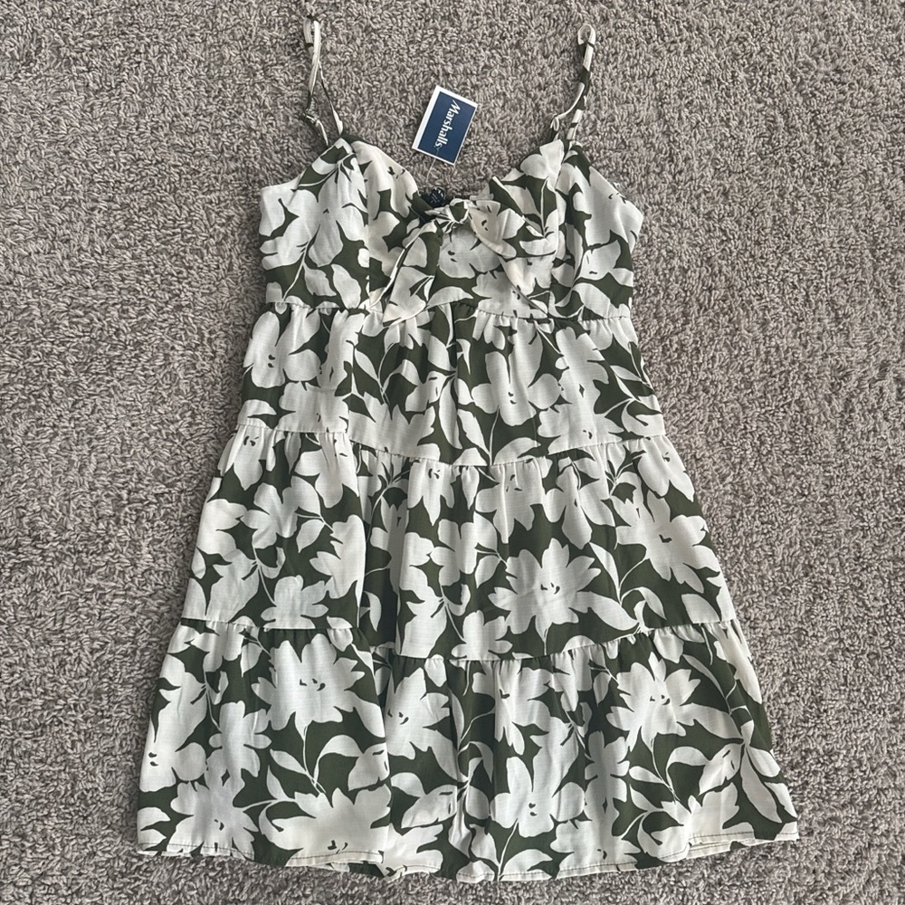 Marshalls Olive & White Floral Backless Tiered Sundress